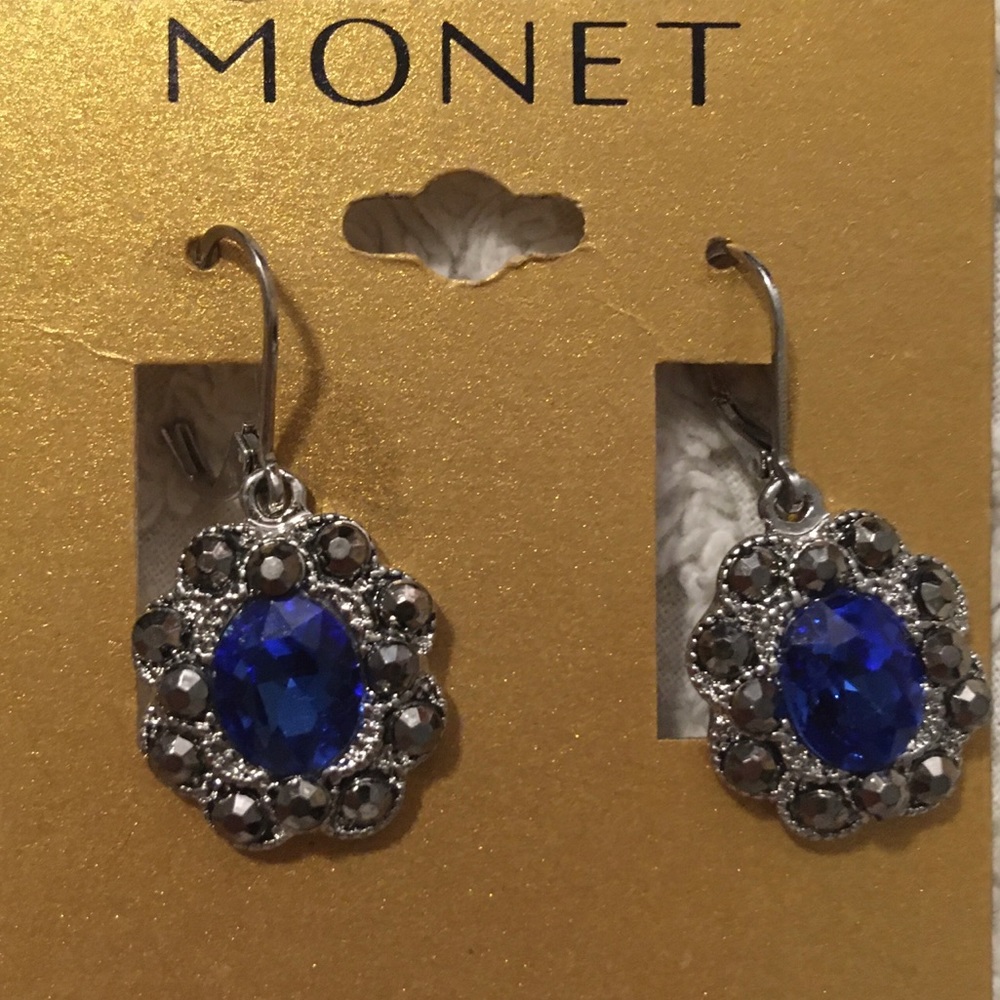 Blue and Silver Rhinestone Formal Earrings